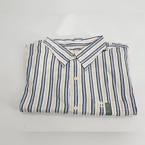 NWT Timberland Mens sz XXL Blue & Tan Stripe Button Down Dress Casual SHIRT